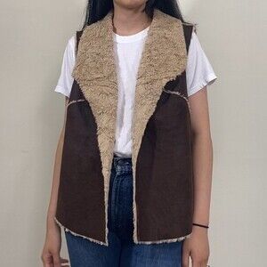 Vintage a.n.a brown faux shearling vest